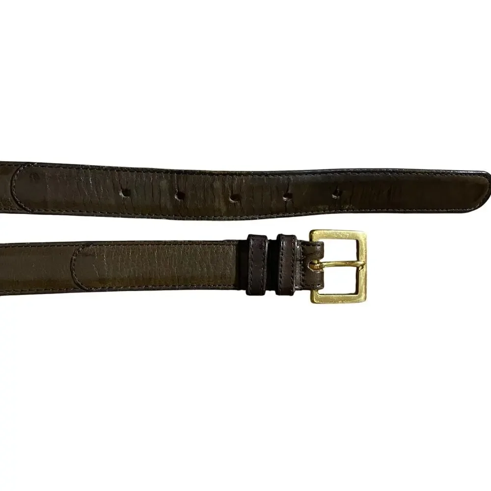 Vintage Coach Men’s Belt 5300 Mocha Brown Leather Brass Buckle USA 36